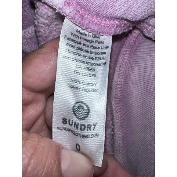 SUNDRY for Evereve Mineral Wash Hoodie Pullover Sweatshirt Sz 0 X-Small - Picture 8 of 9